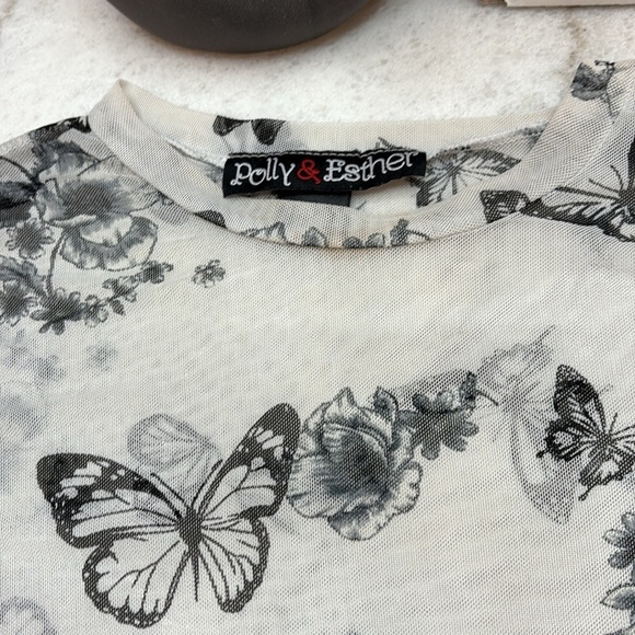 Floral Butterfly Print Women's Top - Picture 3 of 5